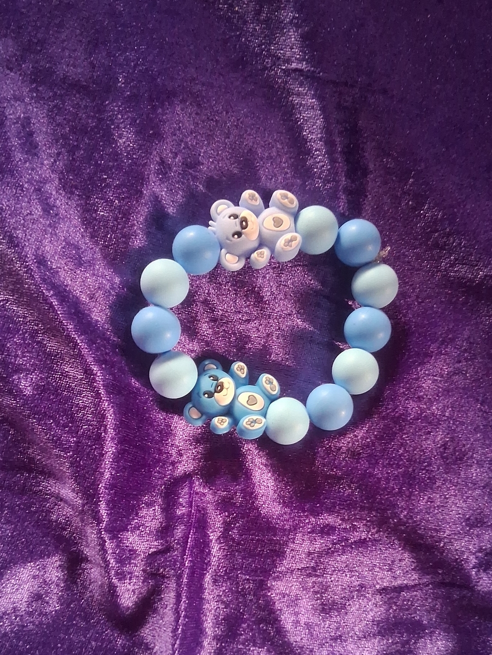 Blue Bear Bead Stretch Bracelet